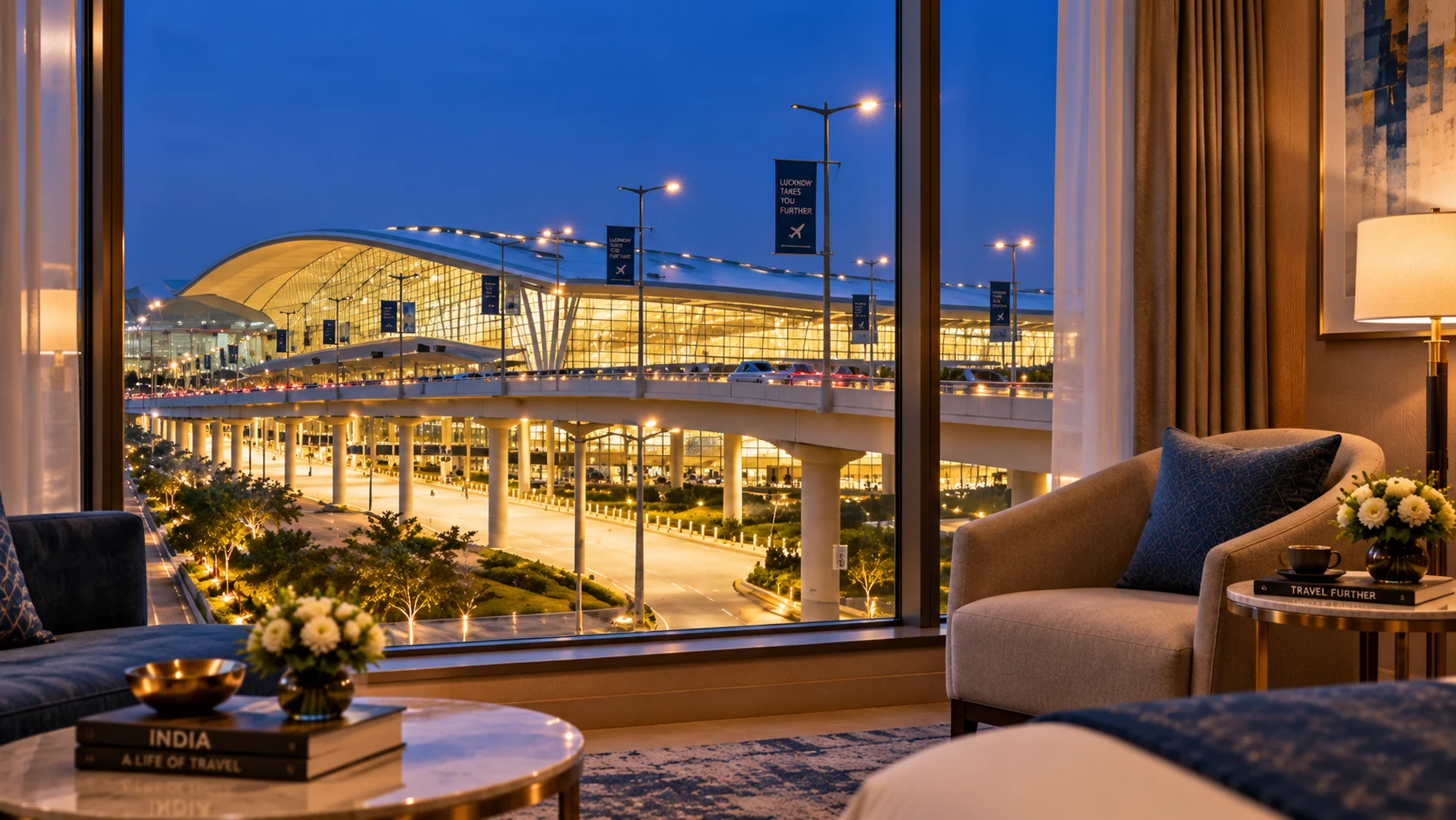 Lucknow Airport view from a hotel studio concept near Omaxe Centre Point Amausi
